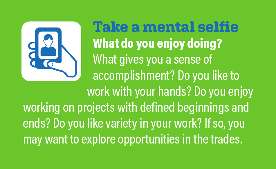 Do you like to work with your hands or like variety in your work? Explore opportunities in the trades